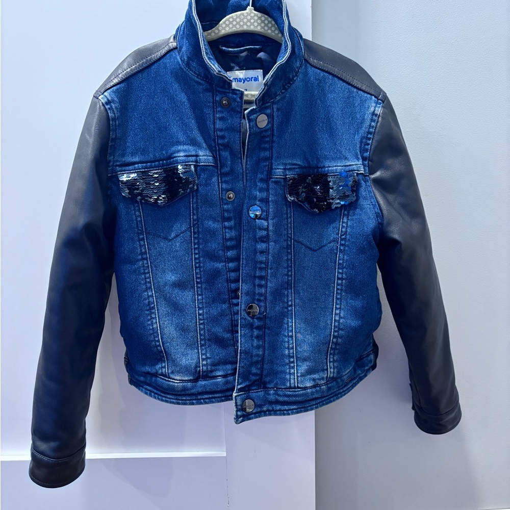 Mayoral Blue and Black Jean Jacket with Modern Design